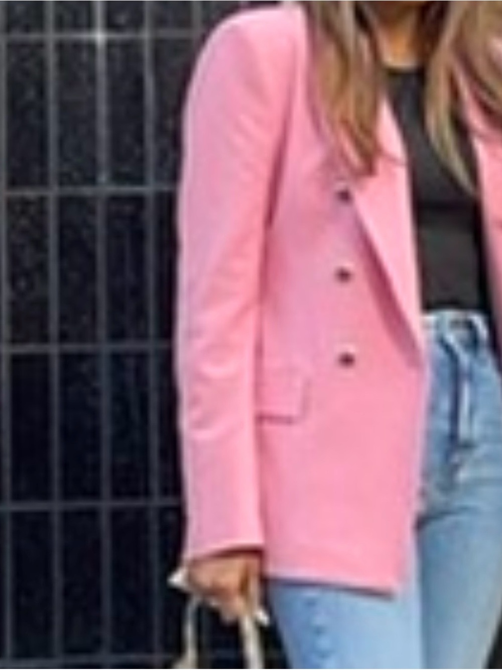 Zara Classic Bubblegum Pink Double-Breasted Blazer -